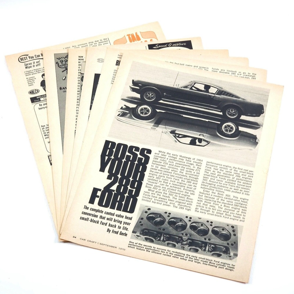 Boss 289 Ford Mustang Canted Valve Head Conversion 6-page How To Article 9/1970